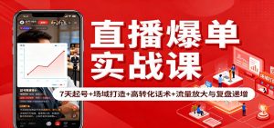 直播爆单实战课:7天起号+场域打造+高转化话术+流量放大与复盘递增-沧海聊项目