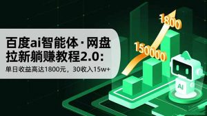 百度ai智能体·网盘拉新躺赚教程2.0：单日收益高达1800元，30收入15w+-沧海聊项目