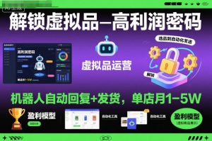 解锁虚拟品高利润密码:机器人自动回复+发货,单店月1-5W【揭秘】-沧海聊项目