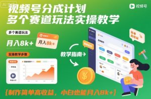 视频号分成计划多个赛道玩法实操教学,制作简单高收益,小白也能月入8k+-沧海聊项目