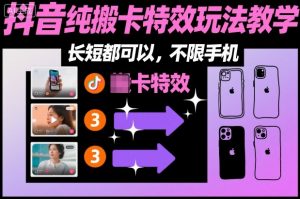 某社群抖音纯搬卡特效玩法教学，长短都可以，不限手机-沧海聊项目