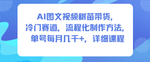 AI图文视频树苗带货,冷门赛道,流程化制作方法,单号每月几K,详细课程-沧海聊项目