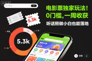 电影票独家玩法！0门槛，一周收获5.3k，听话照做小白也能落地【揭秘】-沧海聊项目