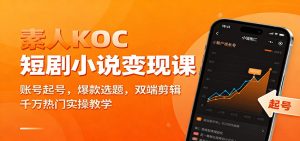 素人KOC短剧小说变现课:账号起号,爆款选题,双端剪辑,千万热门实操教学-沧海聊项目