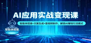 AI应用实战变现课:智能体搭建+文案生成+音视频制作,解锁AI赚钱引流模式-沧海聊项目