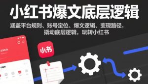 小红书爆文底层逻辑，涵盖平台规则、账号定位、爆文逻辑、变现路径，撬动底层逻辑，玩转小红书-沧海聊项目