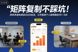 矩阵复制不踩坑！拼多多虚拟类目2025玩法，工作室或者个人矩阵稳定月1-5W【揭秘】-沧海聊项目