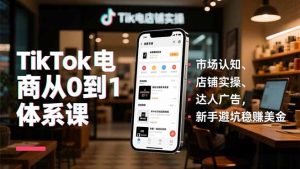 TikTok电商从0到1体系课，市场认知、店铺实操、达人广告，新手避坑稳赚美金-沧海聊项目