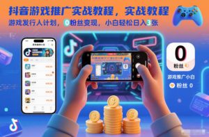 抖音游戏推广实战教程，游戏发行人计划，0粉丝变现，小白轻松日入3张-沧海聊项目