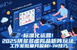 标准化运营！2025拼多多虚拟品矩阵玩法，工作室批量月盈利1-3W技巧【揭秘】-沧海聊项目