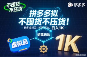不囤货不压货!拼多多虚拟品矩阵玩法,长久稳定,日入1K【揭秘】-沧海聊项目