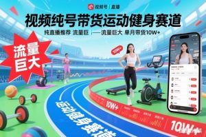 视频号带货运动健身赛道，纯直播推荐，流量巨大，单月带货10W+-沧海聊项目