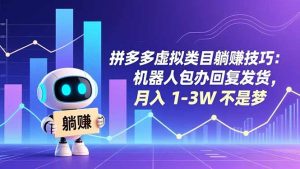 拼多多虚拟类目躺赚技巧：机器人包办回复发货，月入 1-3W 不是梦-沧海聊项目