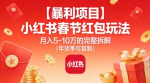 【暴利项目】小红书春节红包玩法月入5W的完整拆解(年货季可复制)-沧海聊项目