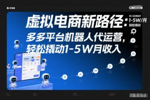 虚拟电商新路径：多多平台机器人代运营，轻松撬动1-5W月收入【揭秘】-沧海聊项目
