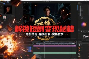 短剧拉新之原创燃剪精简剪辑实操课，解锁短剧变现秘籍-沧海聊项目