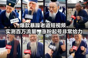 爆款暴躁老道短视频，实测百万流量，涨粉起号非常给力-沧海聊项目