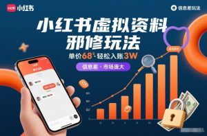 小红书虚拟资料邪修玩法，单价68，轻松入账3W，信息差玩法，市场庞大-沧海聊项目
