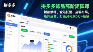 拼多多饰品高阶矩阵课，铺款策略、全站托管、店群布局，矩阵运营，打造月利润5万+店铺-沧海聊项目