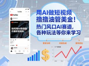 用AI做短视频撸油管美金，热门风口AI赛道，你不做我做，各种玩法等你来学习-沧海聊项目