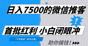 日入7500的微信推客，首批红利，自用省钱、分享赚钱，0门槛小白闭眼冲！-沧海聊项目