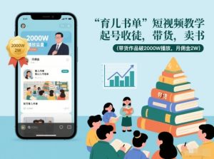 育儿书单短视频教学，起号收徒，带货，卖书(带货作品破2000W播放，月佣金2W)-沧海聊项目