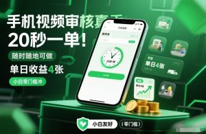 手机视频审核真香！20秒一单，随时随地可做，单日收益4张，小白零门槛冲【揭秘】-沧海聊项目