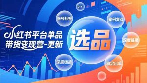 小红书平台单品带货变现营-更新，极致选品、账号标签、案例复盘，深度链接，快速启动稳定出单-沧海聊项目