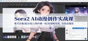 Sora2 AI动漫创作实战课：账号注册/提示词/人物声画一致/短视频变现，轻松出爆款-沧海聊项目
