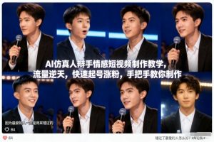 AI仿真人辩手情感短视频制作教学，流量逆天，快速起号涨粉，手把手教你制作-沧海聊项目