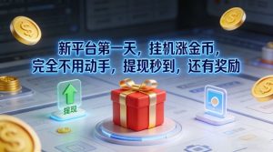 新平台第一天，挂G涨金币，完全不用动手，提现秒到，还有奖励【揭秘】-沧海聊项目