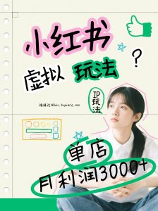小红书虚拟玩法(铺货流和单品玩法)，单店月利润3000+，IP打法+原创商品(0违规)-沧海聊项目