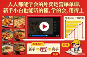 人人都能学会的外卖运营爆单课，新手小白也能听的懂，学的会，用得上-沧海聊项目