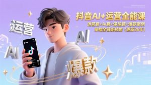 抖音AI+运营全能课，运营篇+AI篇+像塑篇+爆款案例，掌握全链路技能(更新26年-沧海聊项目